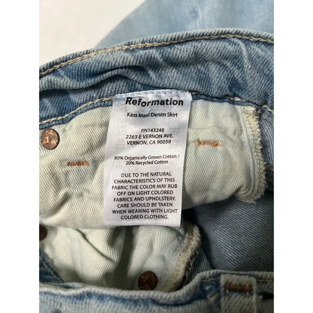 Reformation Kass Maxi Denim Skirt Size 23